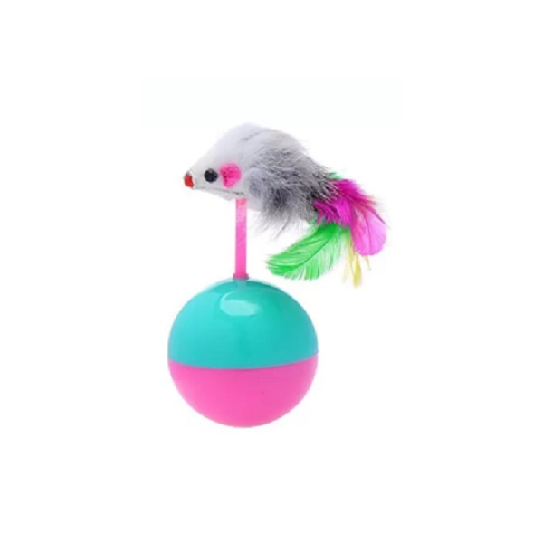 اسباب بازی گربه توپ تعادلی (Cat toy balance ball with mouse) با موش پر دار کد:1012