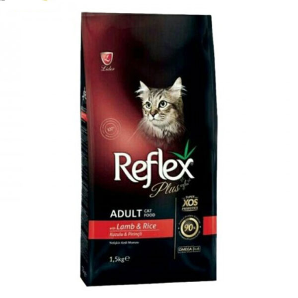 غذای خشک گربه بالغ رفلکس پلاس با طعم بره و برنج وزن 1.5 کیلوگرم | Reflex Dry Food Adult Cat With Lamb & Rice