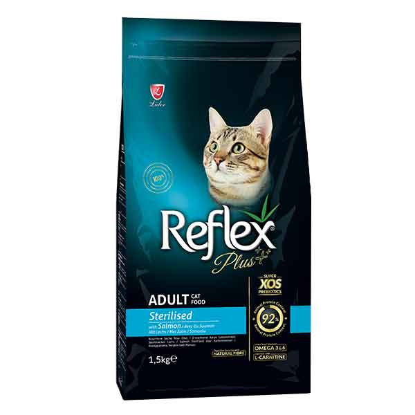 غذای خشک گربه عقیم شده استرلایزد رفلکس پلاس با طعم سالمون 1.5 کیلوگرم