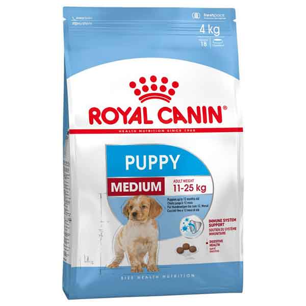 غذای خشک توله سگ رویال کنین مدیوم پاپی (royal canin medium puppy dry food) وزن 4 کیلوگرم