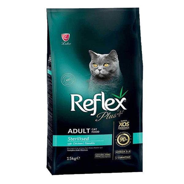 غذای خشک گربه عقیم شده رفلکس پلاس استرلایزد با طعم مرغ (Reflex Plus Sterilised Adult Cat Food with Chicken) وزن 15 کیلوگرم
