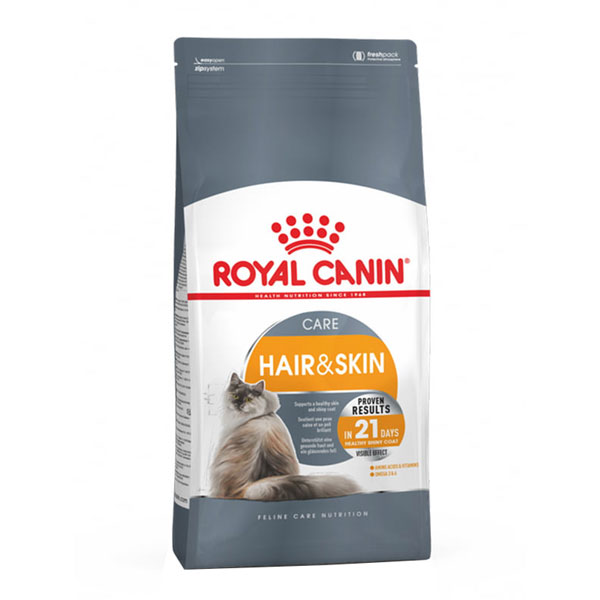 غذای خشک گربه رویال کنین هیر اند اسکین (Royal Canin Hair and Skin dry cat food) وزن 2 کیلوگرم
