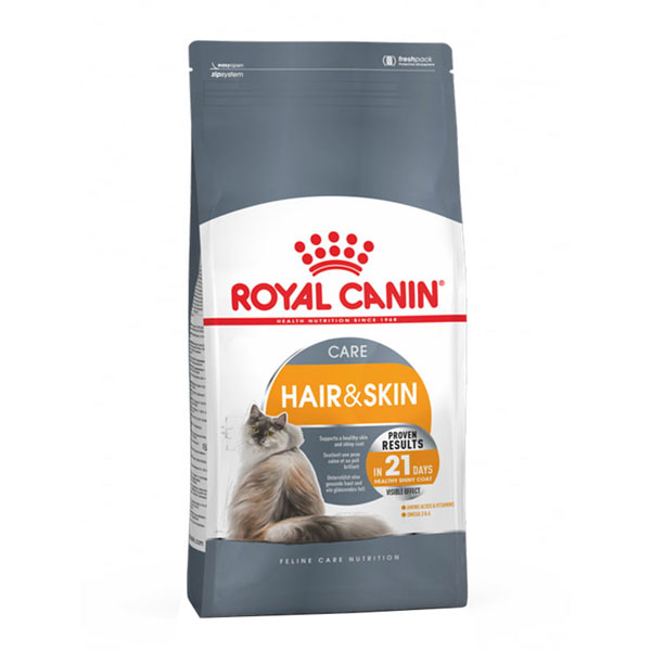 غذای خشک گربه رویال کنین هیر اند اسکین (Royal Canin Hair and Skin dry cat food) وزن 400 گرم